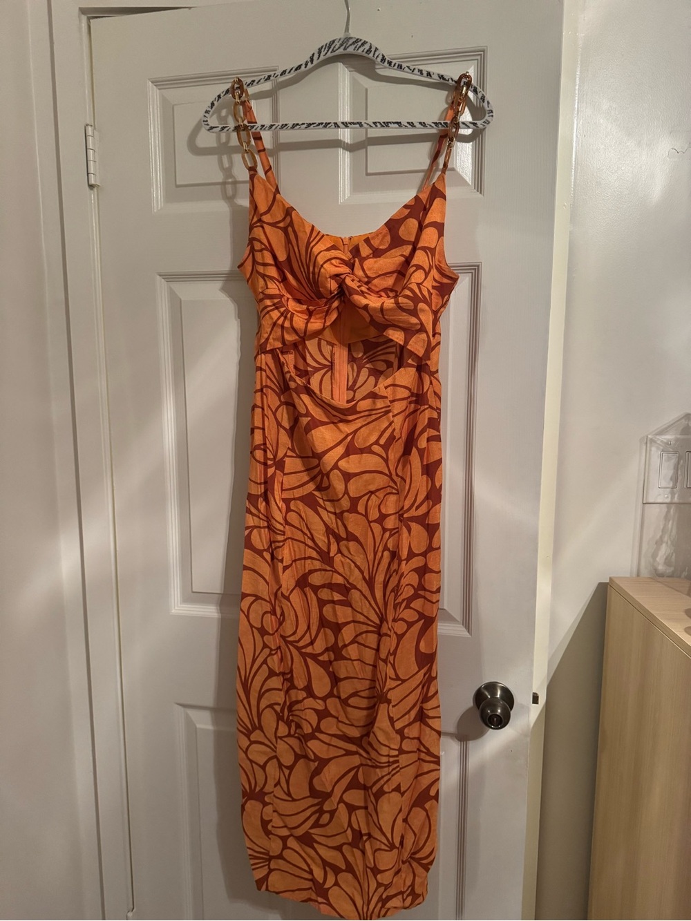 ZARA Orange and Red Floral-Print Midi Dress - Picture 3 of 7